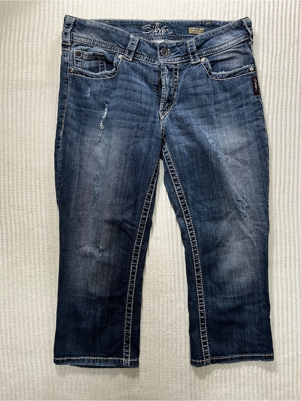 A-003 Capri Silver Jeans Women's Dark Blue Cropped Jeans 32" waist